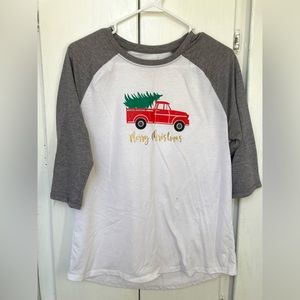 Merry Christmas 3/4 length baseball T
